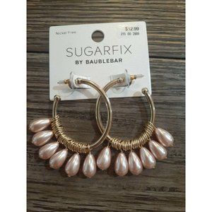 Sugarfix By Baublebar Faux Pink Pearl Hoop  Earrin